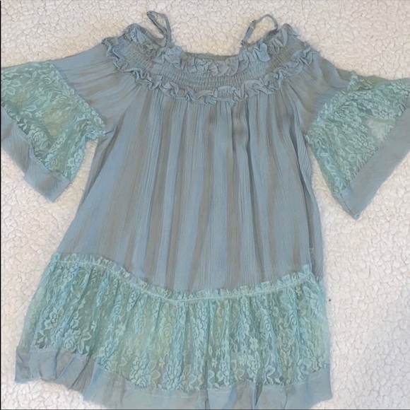 New Washed Blue Ruffled Blouse - Picture 5 of 7